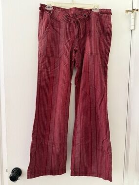 Prana Striped Drawstring Wide-Leg Pants in Burgundy 8